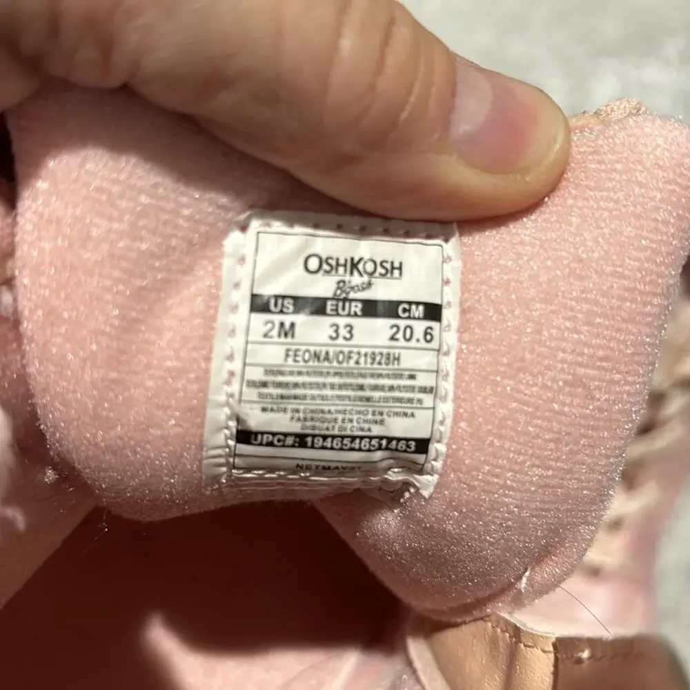 Carters 2m pale pink rubber sole furry nylon boot zipper entry worn once euc